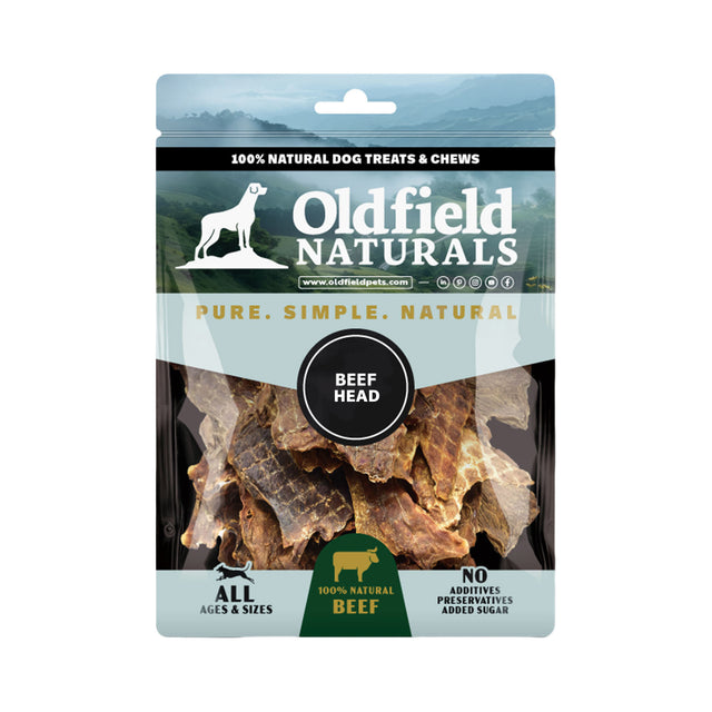 Oldfield Naturals Beef Head Skin Strips – 100% Natural Beef Dog Chews Rich in Collagen