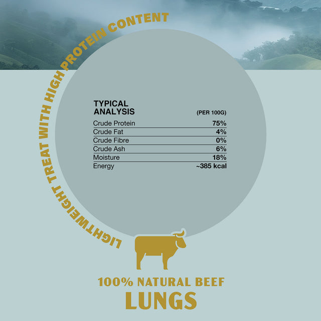 Oldfield Naturals Beef Lungs Nutritional Information – 75% Protein Air-Dried Natural Dog Treat