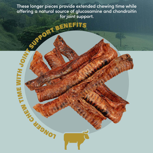 Oldfield Naturals Beef Trachea Long – Natural Dog Chew with Glucosamine and Chondroitin for Joint Support and Extended Chewing Time
