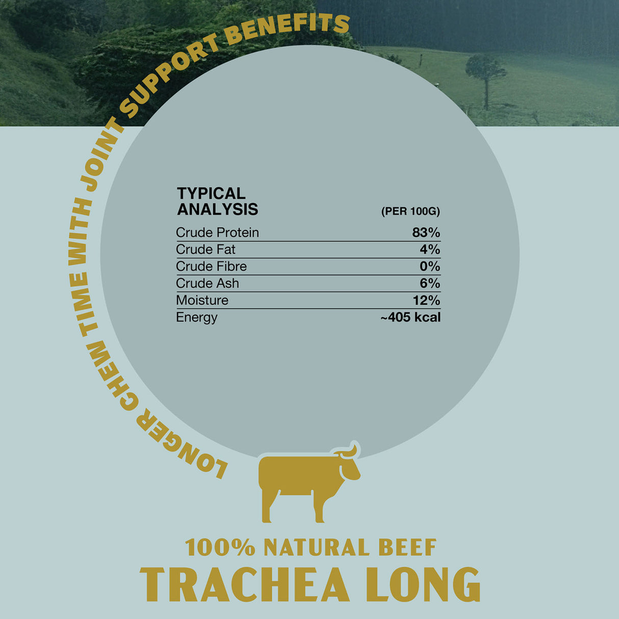 Oldfield Naturals Beef Trachea Long Nutritional Analysis – 83% Protein, 4% Fat, 405 kcal Natural Dog Chew