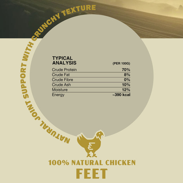 Oldfield Naturals Chicken Feet Nutritional Analysis – 70% Protein, 8% Fat, 390 kcal Natural Dog Chew