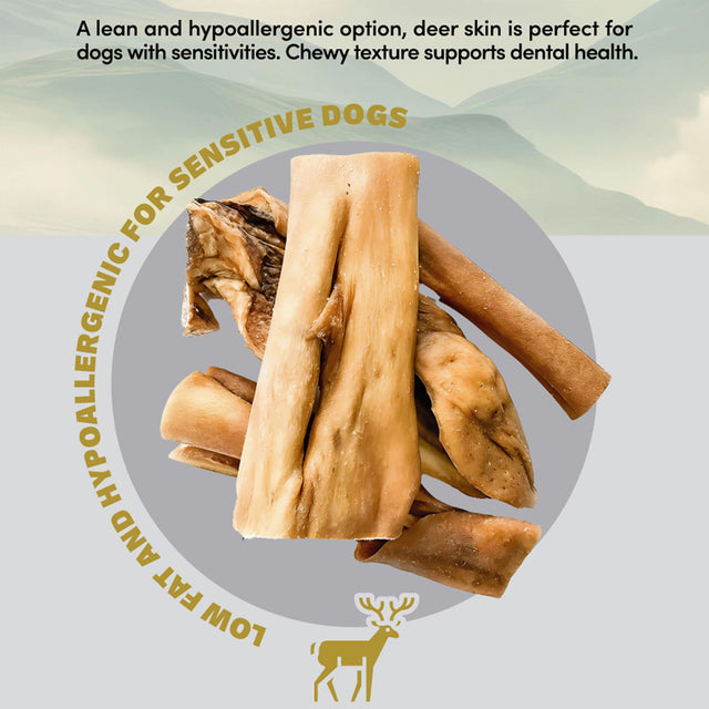 Deer Skin Strips Dog Treats by Oldfield Naturals – Low-Fat, Hypoallergenic Chews Supporting Dental Health