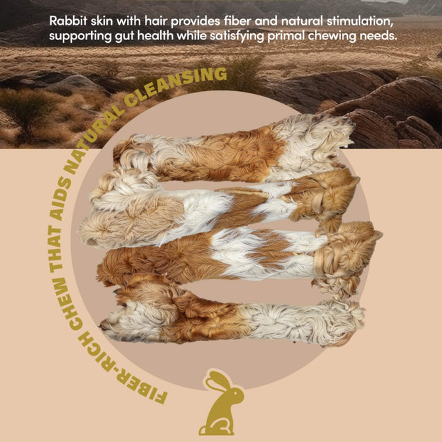 Rabbit Skin with Hair Chews by Oldfield Naturals – Natural Fiber-Rich Treats Supporting Gut Health and Chewing Satisfaction