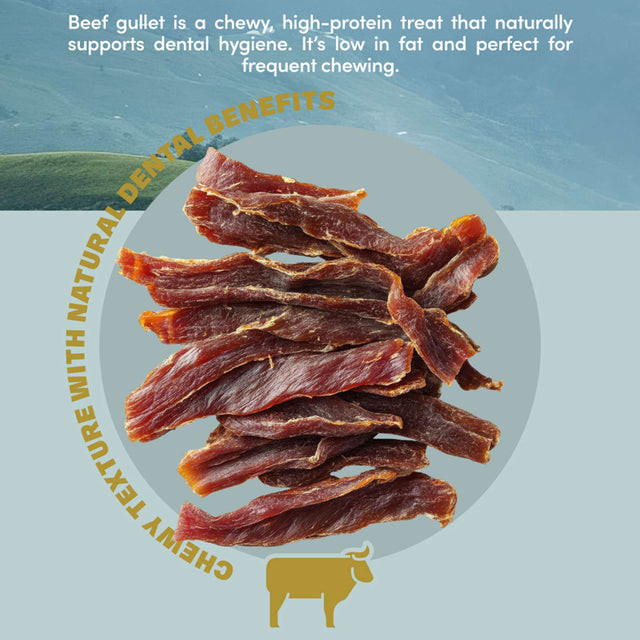Oldfield Naturals Beef Gullet Strips – Natural Beef Chew with Dental Health Benefits for Dogs