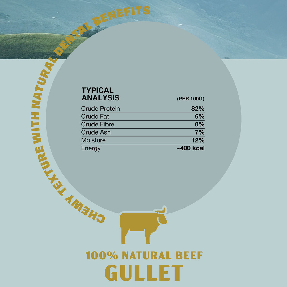 Oldfield Naturals Beef Gullet Nutritional Information – 82% Protein Natural Beef Dog Chew Analysis
