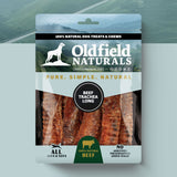 Oldfield Naturals Beef Trachea Long Dog Treat Packaging – 100% Natural Beef Chew for Joint Health and Dental Support