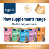 Banner showing Karnlea new cat food supplements range with multiple pouch varieties