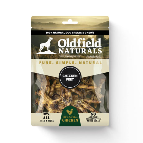 Oldfield Naturals Chicken Feet Dog Treat Packaging – 100% Natural Air-Dried Chicken Chews for Joint Health