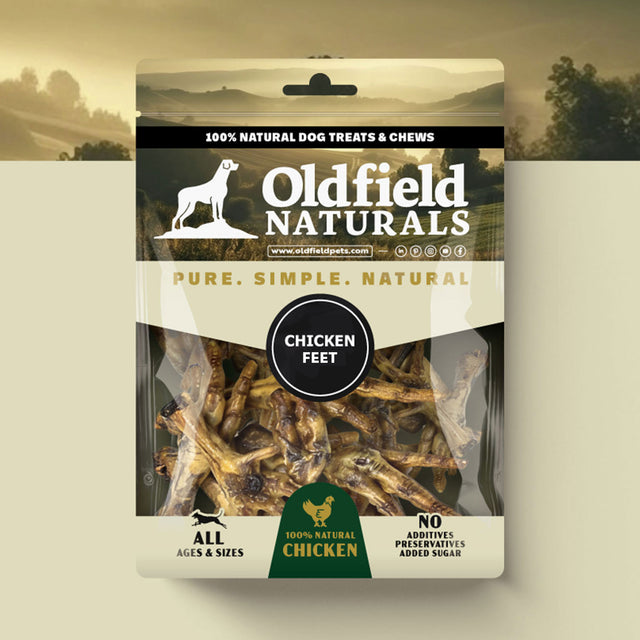 Oldfield Naturals Chicken Feet Packaging – Pure, Simple, Natural Chicken Treats for Dogs of All Sizes