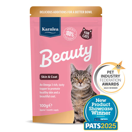 Karnlea Beauty omega 3 skin and coat topper for cats in 100g pouch