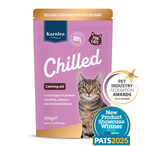 Karnlea Chilled calming aid food topper for cats in a 100 g resealable pouch