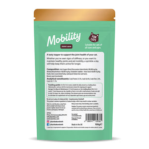 Back side of the package of cat multivitamin supplement powder topper for joint care