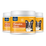 Karnlea Pumpkin Powder prebiotic dog supplement shown in three jars