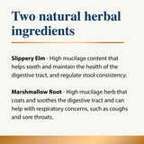 Infographic describing slippery elm and marshmallow root ingredients for pet supplements
