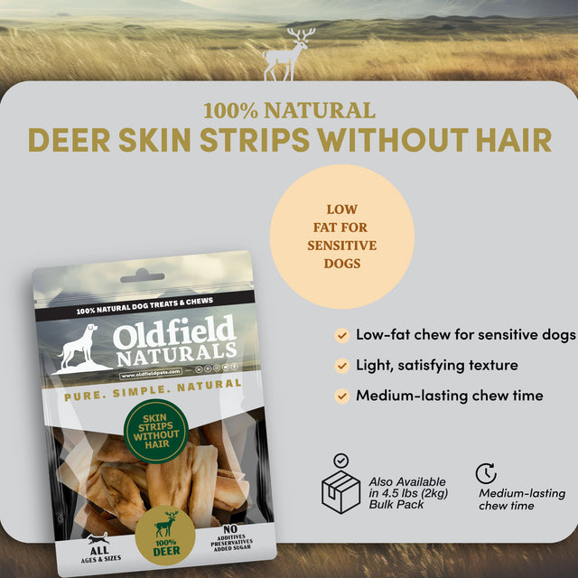 Deer Skin Strips Dog Treats