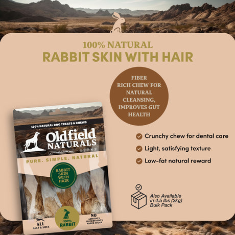 Rabbit Skin with Hair Dog Treats
