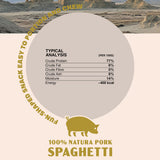 Oldfield Naturals Pork Spaghetti Nutritional Analysis – 77% Protein, 6% Fat, 400 kcal Natural Dog Treat