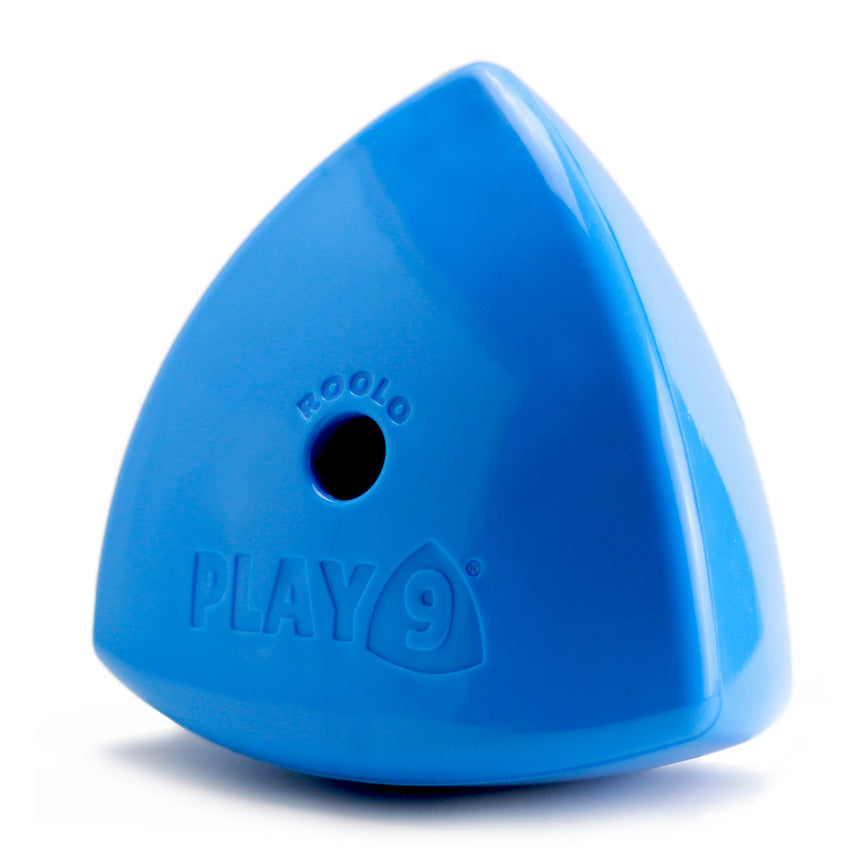 Roolo blue interactive dog enrichment toy by PLAY9 for mental stimulation and play